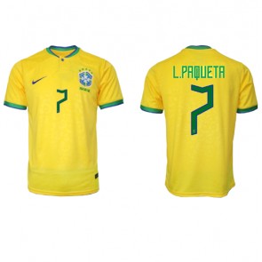 Lacne Muži Futbalové dres Brazília Lucas Paqueta #7 MS 2022 Krátky Rukáv - Domáci